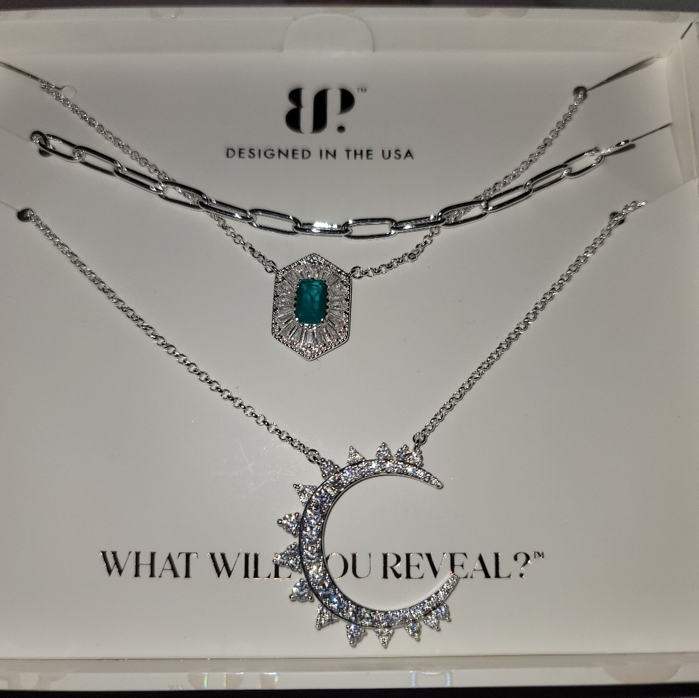 BP Silver Necklace 3 strand Moon Set "Velvet Sky"